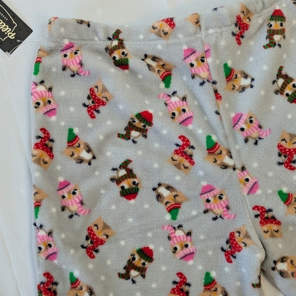 Pillow Talk Lounge Pants Fleece Winter Snow Owl Print Light Grey Multi XL NWT - Picture 6 of 11